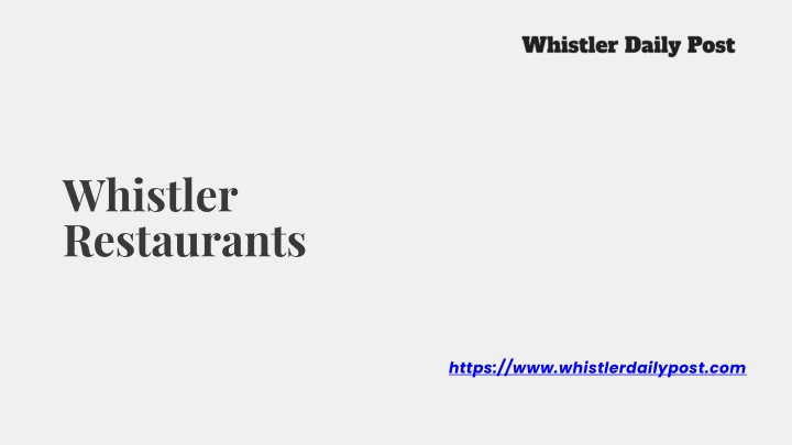 whistler restaurants