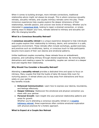 How Can Couples Intimacy Retreats Strengthen Your Relationship?
