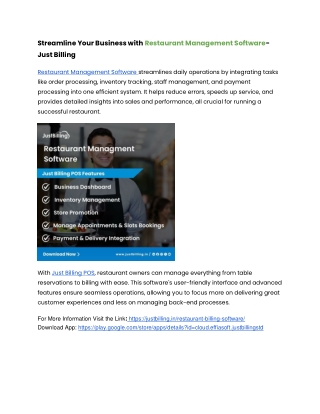 _Restaurant Management Software- Just Billing