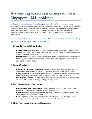 Accounting based marketing service in Singapore - M4uholdings