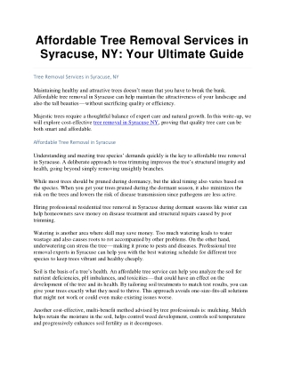 Affordable Tree Removal Services in Syracuse, NY: Your Ultimate Guide