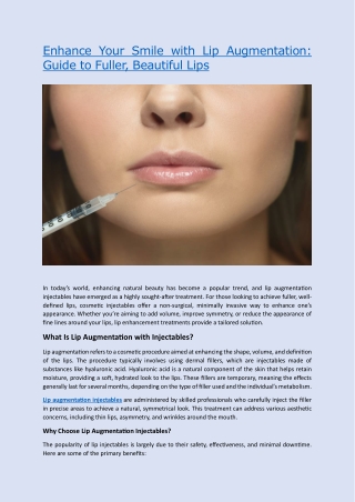 Enhance Your Smile with Lip Augmentation. Guide to Fuller, Beautiful Lips