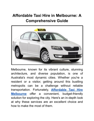 Affordable Taxi Hire in Melbourne_ A Comprehensive Guide