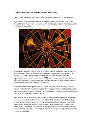 Content Strategies For Account-Based Marketing