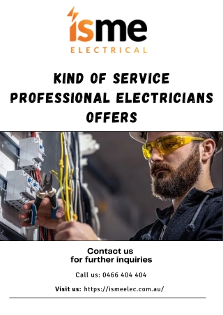 Kind Of Service Professional Electricians Offers