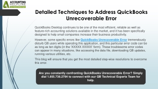 detailed techniques to address quickbooks unrecoverable error