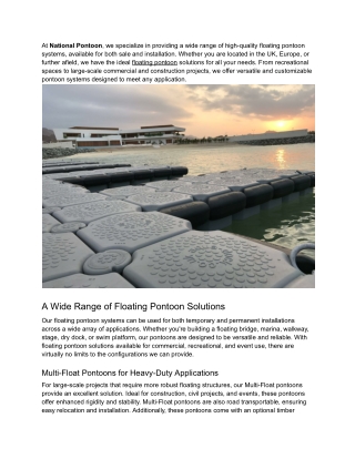 Floating Pontoon Systems by National Pontoon Your Trusted Supplier