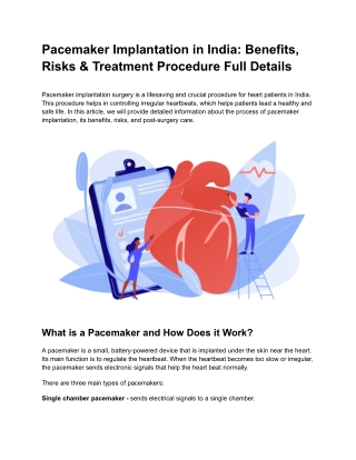 Pacemaker Implantation in India_ Benefits, Risks & Treatment Procedure Full Details