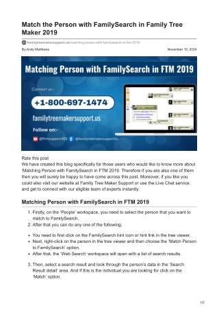 match the person with familysearch in family tree