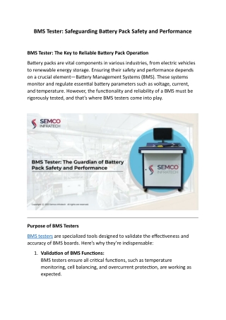 bms tester safeguarding battery pack safety