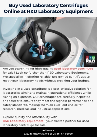 Buy Used Laboratory Centrifuges Online at R&D Laboratory Equipment