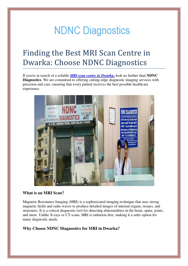 finding the best mri scan centre in dwarka choose