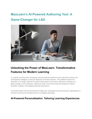 maxlearn s ai powered authoring tool a