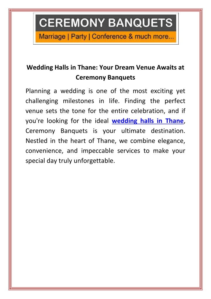 wedding halls in thane your dream venue awaits