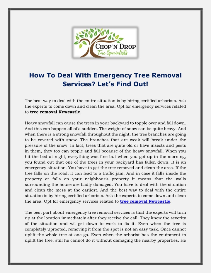 how to deal with emergency tree removal services