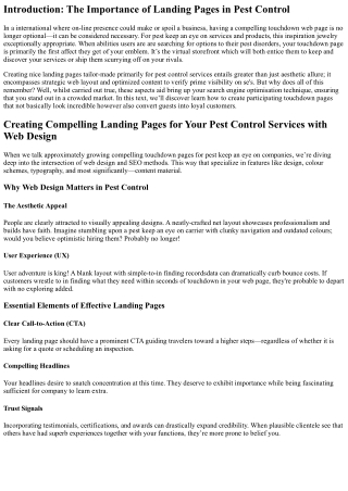 Creating Compelling Landing Pages for Your Pest Control Services with Web Design