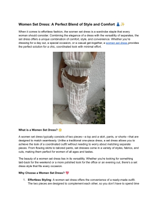 Women Set Dress_ A Perfect Blend of Style and Comfort