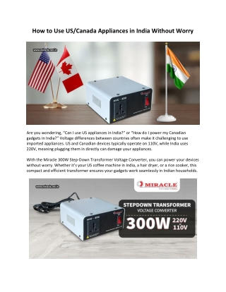 How to Use US/Canada Appliances in India Without Worry