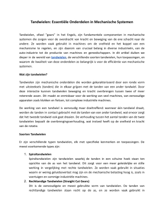 Tandwielen_ Essentiële Onderdelen in Mechanische Systemen