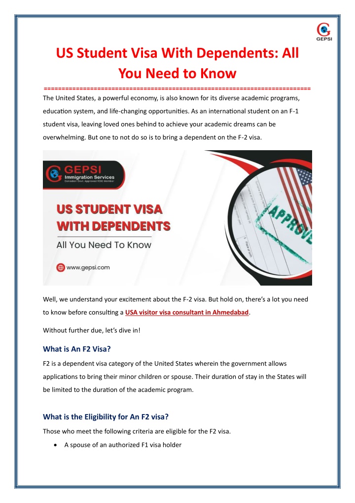 us student visa with dependents all you need