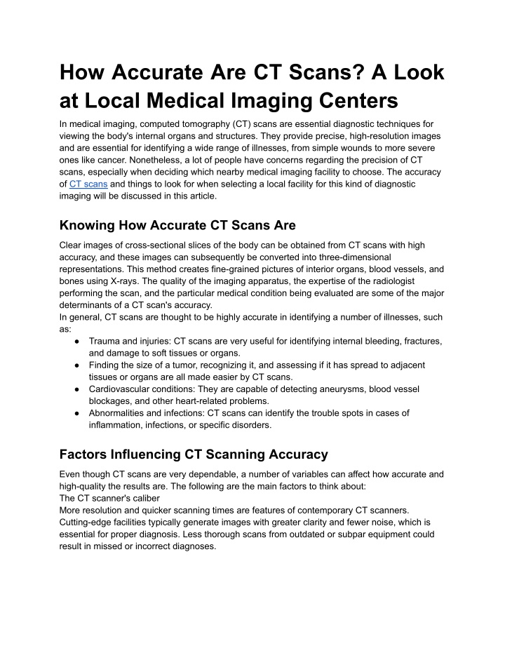 how accurate are ct scans a look at local medical