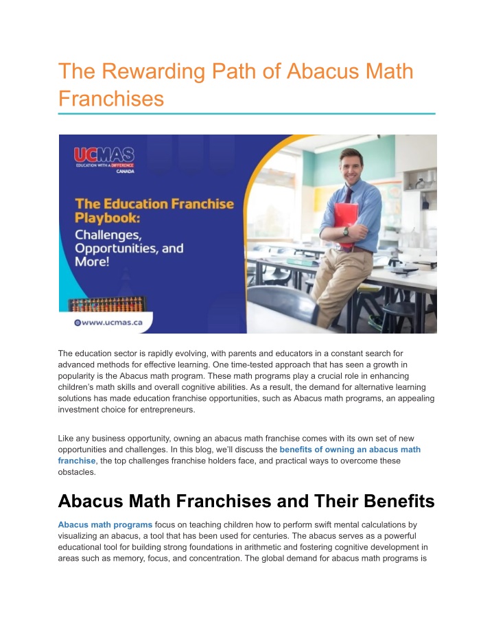 the rewarding path of abacus math franchises