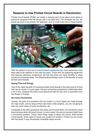 reasons to use printed circuit boards