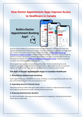 How Doctor Appointment Apps Improve Access to Healthcare in Canada