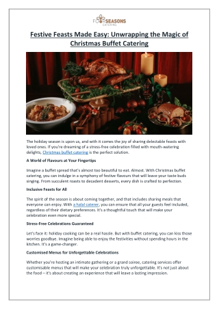 Halal Christmas Buffet Catering in Singapore - Four Seasons Catering