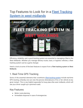 top features to look for in a fleet tracking