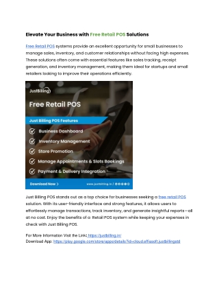 Elevate Your Business with Free Retail POS Solutions