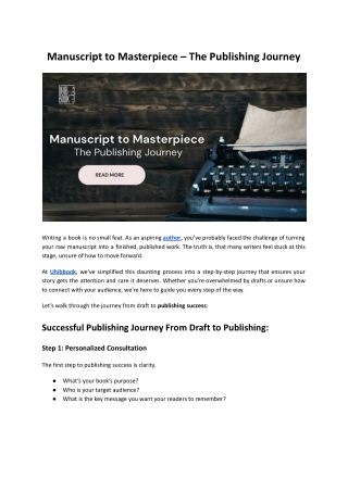 Manuscript to Masterpiece – The Publishing Journey | Uhibbook