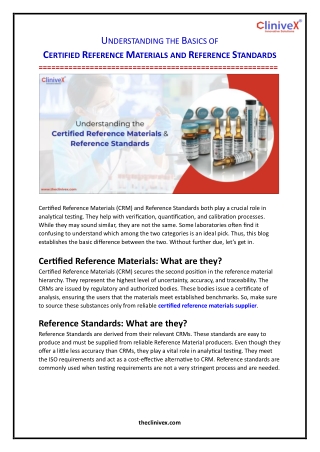 Understanding the Basics of Certified Reference Materials and Reference Standards