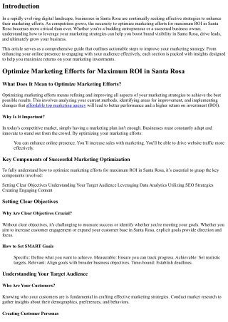 Optimize Marketing Efforts for Maximum ROI in Santa Rosa