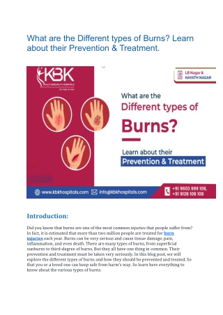 What are the Different types of Burns