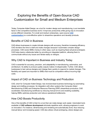 Prescient- Exploring the Benefits of Open-Source CAD Customization for Small and Medium Enterprises