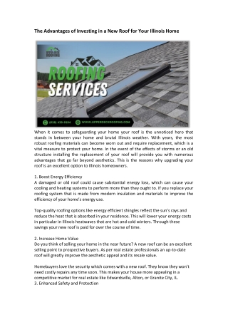 The Advantages of Investing in a New Roof for Your Illinois Home