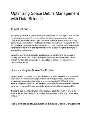 Optimizing Space Debris Management with Data Science