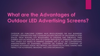 What are the Advantages of Outdoor LED Advertising Screens