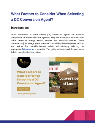 What Factors to Consider When Selecting a DC Conversion Agent_Gr Group