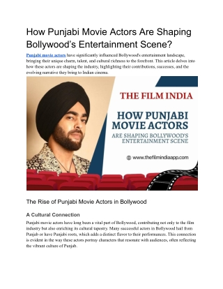 How Punjabi Movie Actors Are Shaping Bollywood’s Entertainment Scene