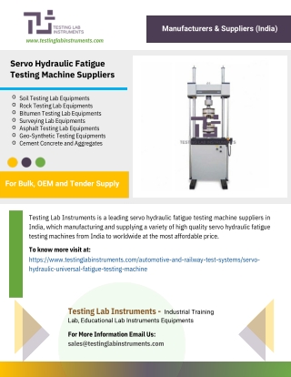 Servo Hydraulic Fatigue Testing Machine Suppliers