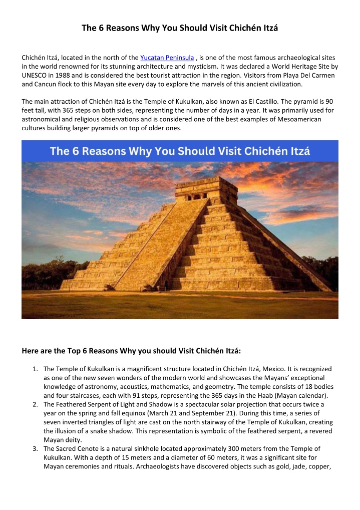 the 6 reasons why you should visit chich n itz