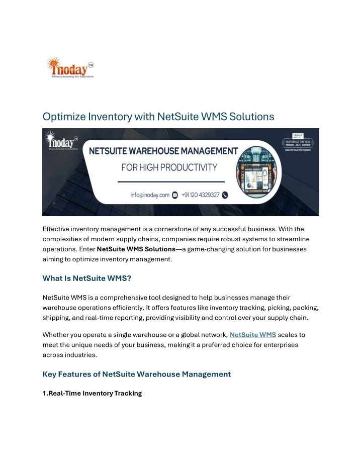 optimize inventory with netsuite wms solutions