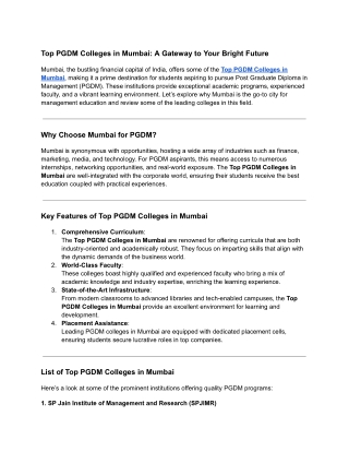 Top PGDM Colleges in Mumbai_ A Gateway to Your Bright Future