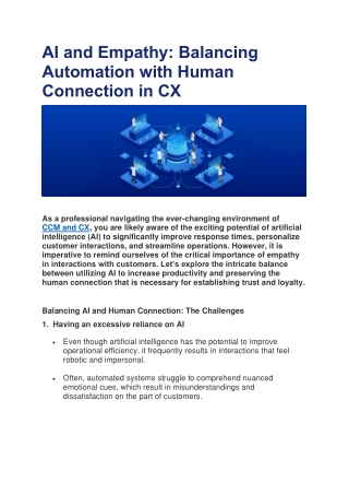 AI and Empathy Balancing Automation with Human Connection in CX