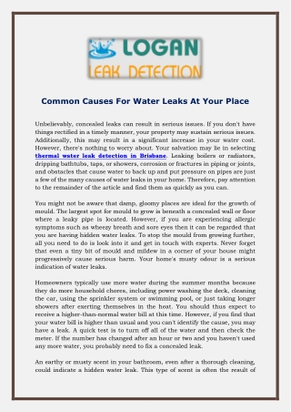 Common Causes For Water Leaks At Your Place