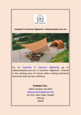 Campsite In Cameron Highlands  Zakkacampsite.com.my