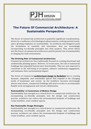 The Future Of Commercial Architecture - A Sustainable Perspective