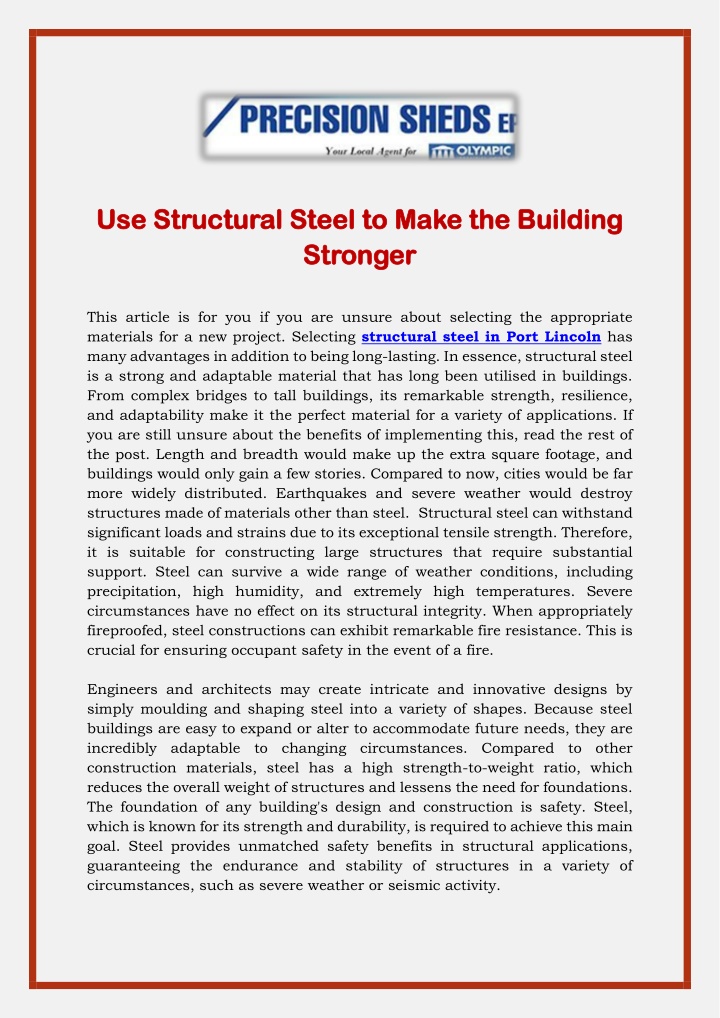 use use structural steel to make the building